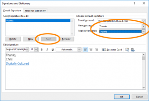 Creating an email signature in Outlook 2016