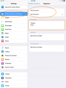 Creating an email signature in the default Mail app for iOS