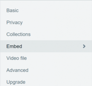 How to change the embed settings for a Vimeo video